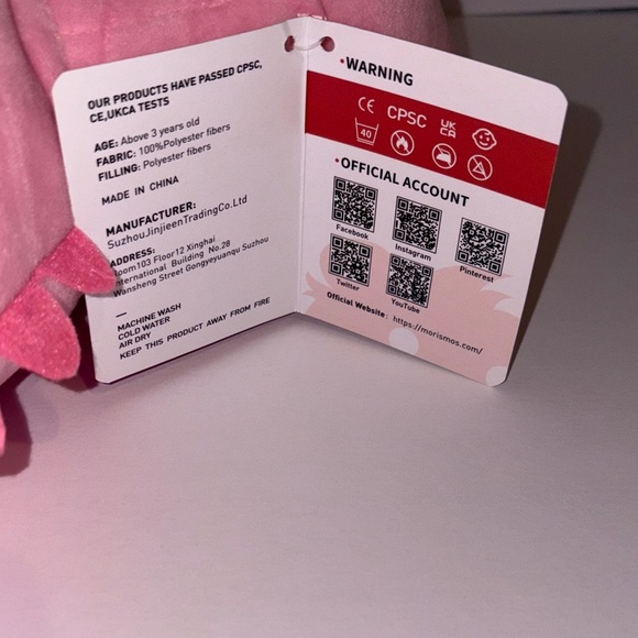 MorisMos Pink Dinosaur Plush - Zipper Belly Storage - NWT - Picture 7 of 7